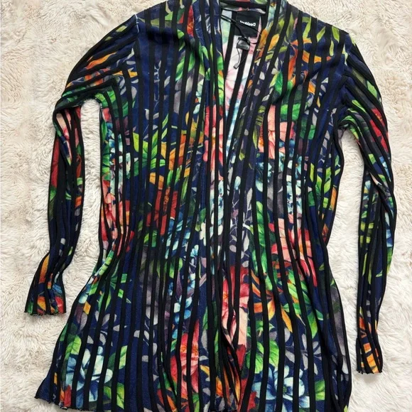 Desigual Multicolor Floral Women’s Knit Open Cardigan in XL - Picture 3 of 7